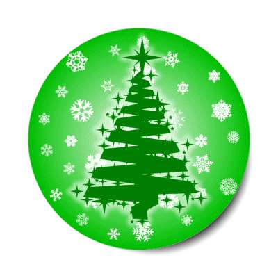 brushed zigzag christmas tree snowflakes green stickers, magnet