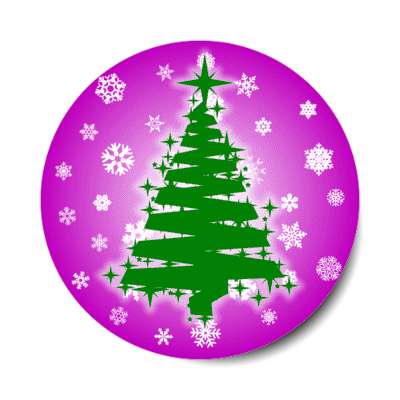 brushed zigzag christmas tree snowflakes purple stickers, magnet