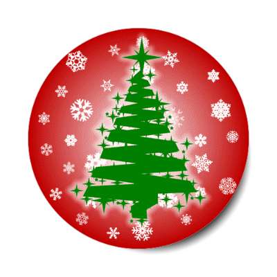 brushed zigzag christmas tree snowflakes red stickers, magnet