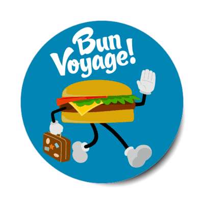 bun voyage traveling cheeseburger stickers, magnet