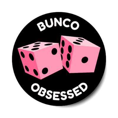 bunco obsessed pink dice stickers, magnet