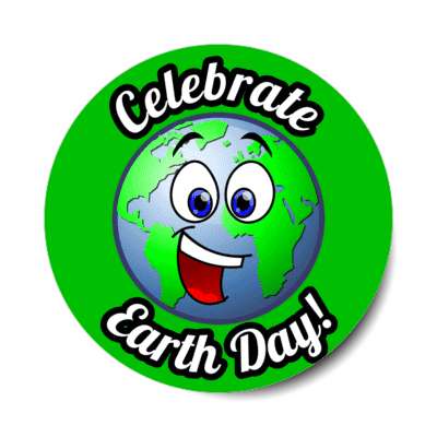 celebrate earth day smile face green stickers, magnet