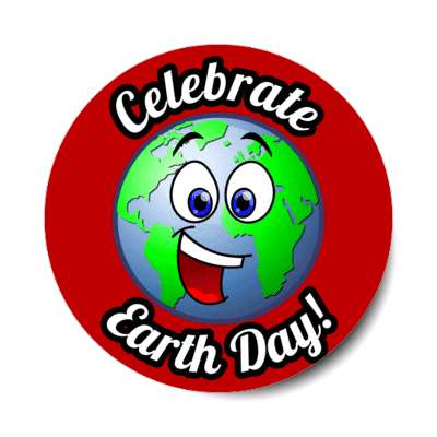 celebrate earth day smile face red stickers, magnet