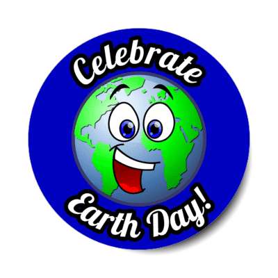 celebrate earth day smiley blue stickers, magnet