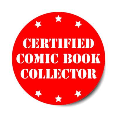 certified comic book collector stars stickers, magnet