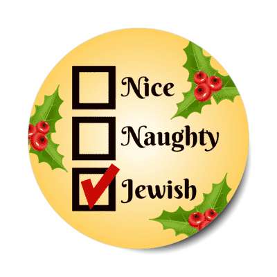 checklist nice naughty jewish check stickers, magnet