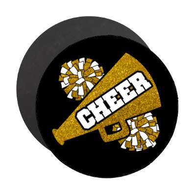 cheer bullhorn pom poms cheerleader megaphone black stickers, magnet