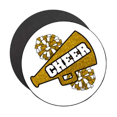 cheer bullhorn pom poms cheerleader megaphone white stickers, magnet