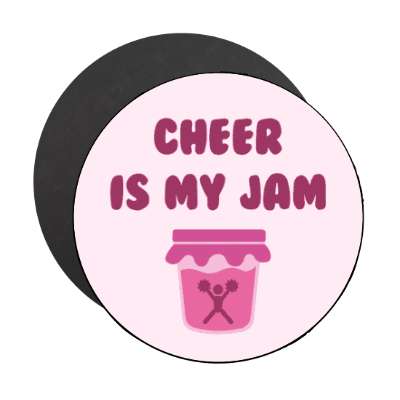 cheer is my jam cheerleader silhouette wordplay stickers, magnet