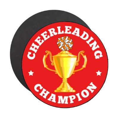 cheerleading champion stars trophy pom pom stickers, magnet