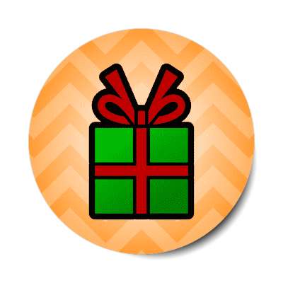christmas gift chevron orange stickers, magnet