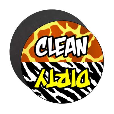 clean dirty dishwasher animal skin colors giraffe zebra stickers, magnet