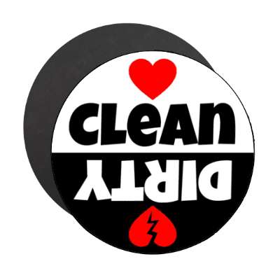 clean dirty dishwasher bold fun red heart heartbroken stickers, magnet