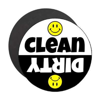 clean dirty dishwasher bold fun smile face sad faces stickers, magnet