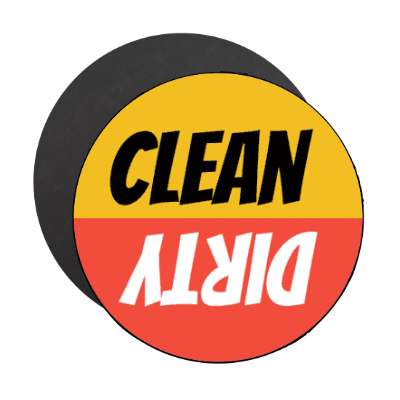 clean dirty dishwasher bold italic orange red stickers, magnet