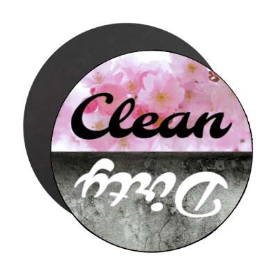clean dirty dishwasher cursive flowers pavement stickers, magnet