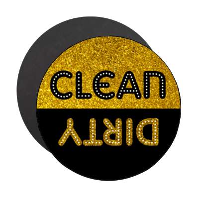 clean dirty dishwasher fancy gold colors stickers, magnet
