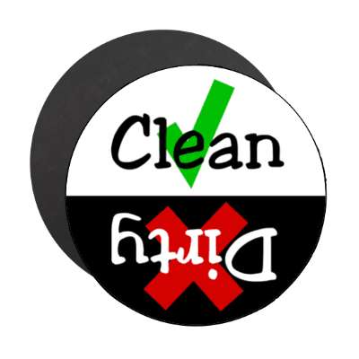 clean dirty dishwasher green checkmark red x stickers, magnet
