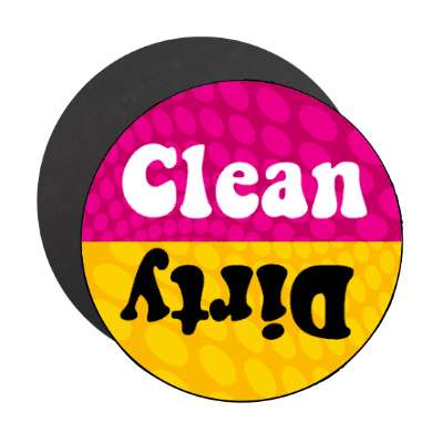 clean dirty dishwasher groovy purple orange stickers, magnet