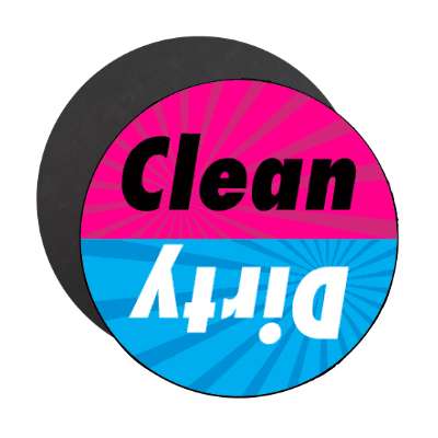 clean dirty dishwasher rays purple blue italic stickers, magnet