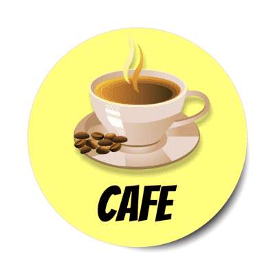 coffee cup plate cafe yellow stickers, magnet