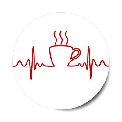 coffee heartbeat electrocardiogram ekg red stickers, magnet
