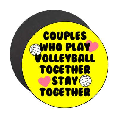 couples who play volleyball together stay together stickers, magnet