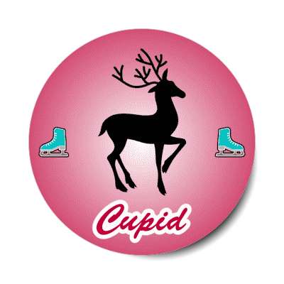 cupid santas reindeer ice skates stickers, magnet