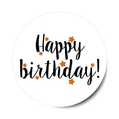 cursive happy birthday brown soft stars classy casual party stickers, magnet