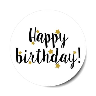 cursive happy birthday soft stars classy casual party stickers, magnet