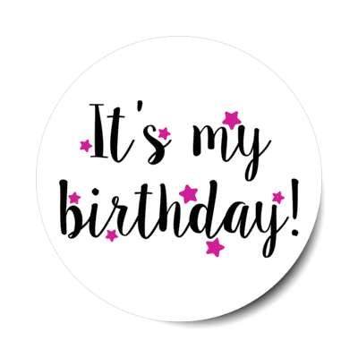 cursive its my birthday purple soft stars classy casual party stickers, magnet