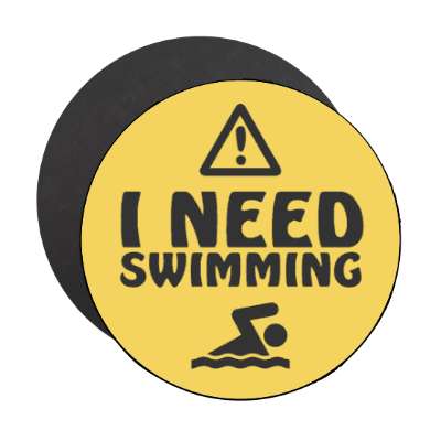 danger symbol warning i need swimming stickers, magnet