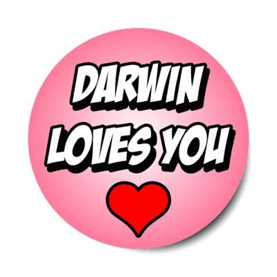 darwin loves you heart evolution stickers, magnet