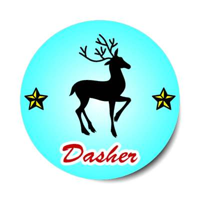 dasher santas reindeer stars stickers, magnet