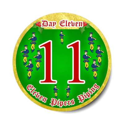 day eleven pipers piping twelve days of christmas stickers, magnet