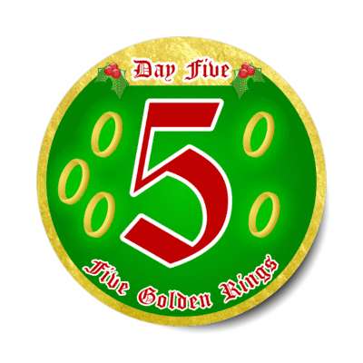 day five golden rings twelve days of christmas stickers, magnet