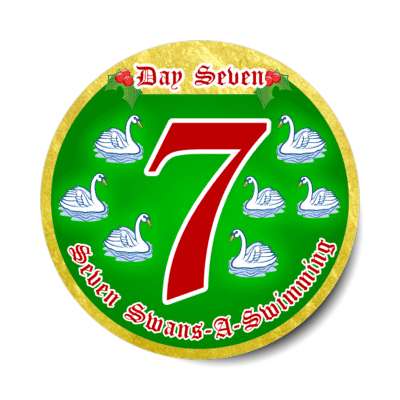 day seven swans a swimming twelve days of christmas stickers, magnet