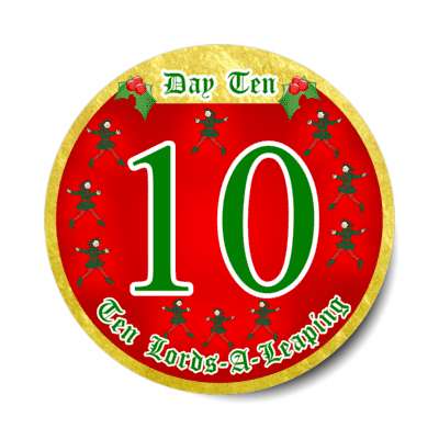 day ten lords a leaping twelve days of christmas stickers, magnet