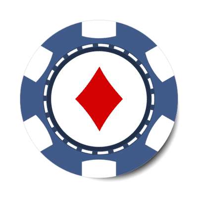 diamond card suit poker chip blue stickers, magnet