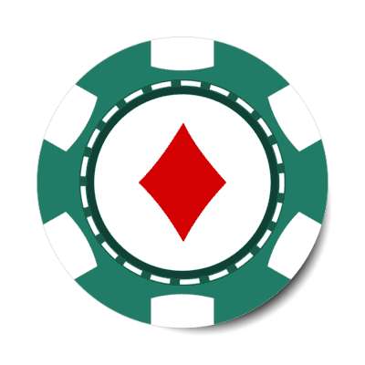 diamond card suit poker chip green stickers, magnet