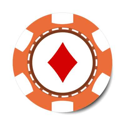 diamond card suit poker chip orange stickers, magnet