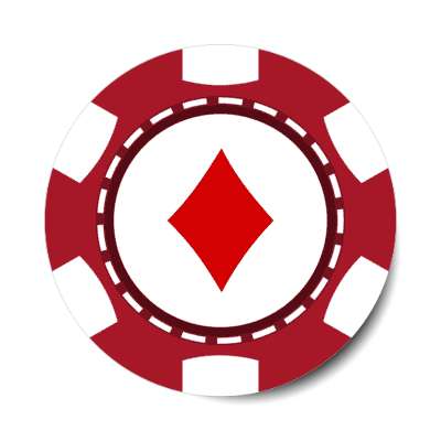 diamond card suit poker chip red stickers, magnet