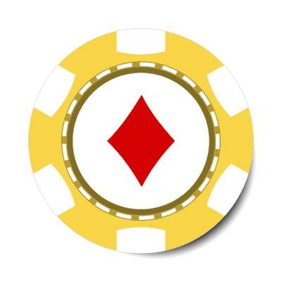 diamond card suit poker chip yellow stickers, magnet