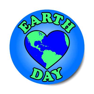 earth day planet heart stickers, magnet