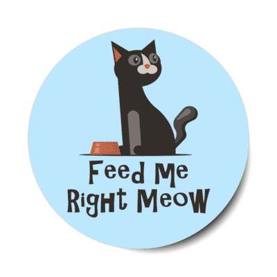 feed me right meow now cat food water bowl stickers, magnet