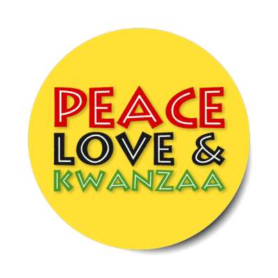 festive peace love and kwanzaa stickers, magnet