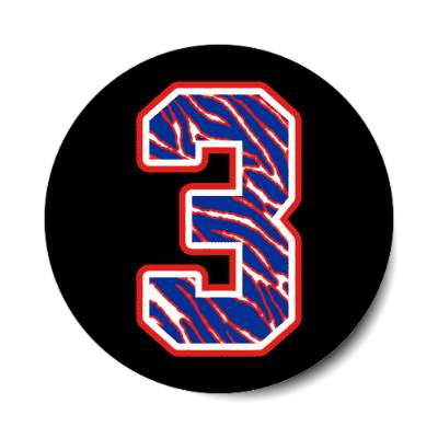 football sports buffalo team number three 3 support black zebra print stickers, magnet