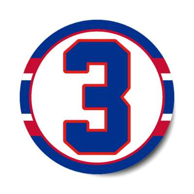 football sports buffalo team number three 3 support blue red stripes stickers, magnet