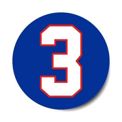 football sports buffalo team number three 3 support blue stickers, magnet