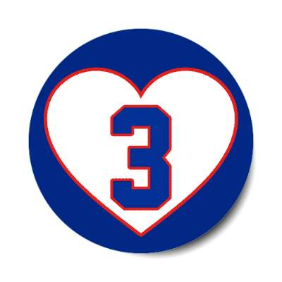 football sports buffalo team number three 3 support heart blue stickers, magnet